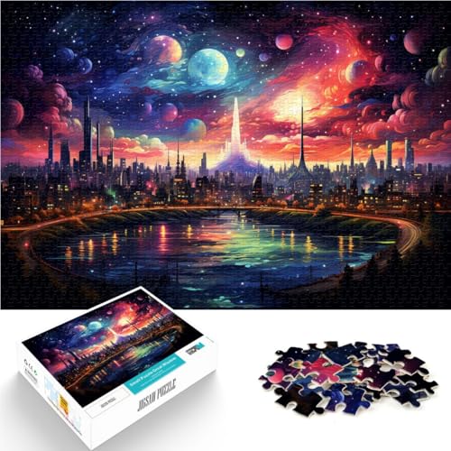 1000-teiliges Puzzle für Erwachsene, Neon-Technologie-Stadt, Denkspiel, ganze Familie, 50 x 75 cm, für Teenager ab 14 Jahren von SYUNFEI
