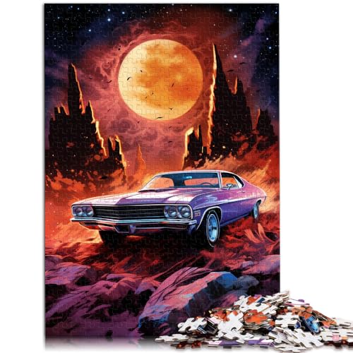 Puzzle für Erwachsene, Neonauto, Mond, 1000 Teile, Puzzle für Erwachsene, 50 x 75 cm, Holzbrettpuzzle für Erwachsene und Kinder ab 14 Jahren, Entspannungspuzzlespiele von SYUNFEI