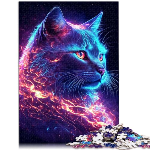 Puzzle mit 1000 Teilen für Erwachsene, Neonkatze, Denkspiel, jedes Teil ist einzigartig – anspruchsvolles Familienspiel, 50 x 75 cm, für Jugendliche ab 14 Jahren von SYUNFEI