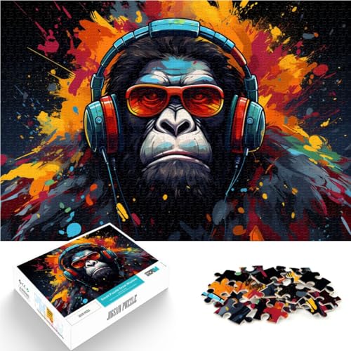 1000-teiliges Puzzle für Erwachsene, Orang-Utan hört Musik, anspruchsvolles Spielpuzzle, perfekte Dekoration,38x52cm, für Jugendliche ab 14 Jahren von SYUNFEI