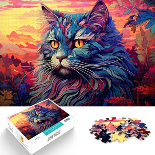 Puzzle für Erwachsene, 1000 Teile, Bunte Perserkatze, schwierig und herausfordernd, Wichtelgeschenke,50x75cm, für Teenager ab 14 Jahren von SYUNFEI