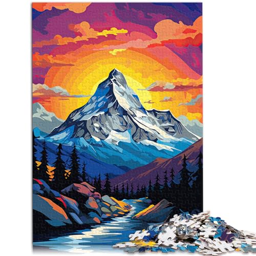 Puzzle 1000 Teile für Erwachsene, Pop-Art-Berge, Lernspielzeug, Weihnachtswunschliste mit Weihnachtsmann, 50 x 75 cm, für 14-Jährige von SYUNFEI