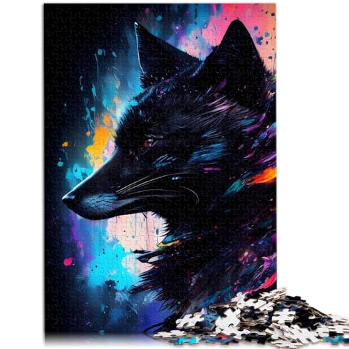 Puzzle 1000 Teile für Erwachsene, Porträt eines schwarzen Fuchses, lustige Spiele, ganze Familie,38x52cm von SYUNFEI