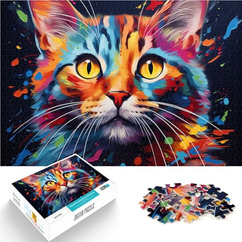Puzzle für Erwachsene, 2000 Teile, buntes Katzengemälde, Denkspiel, Lernspiel für Geburtstag, Weihnachten, 27,56 x 39,37 Zoll von SYUNFEI