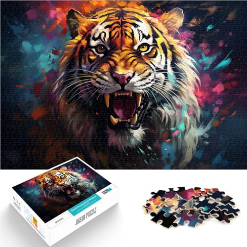 Puzzle für Erwachsene mit 2000 Teilen, farbenfroher Feuertiger, pädagogische Herausforderung, Lernspiel für Geburtstag, Weihnachten, 70 x 100 cm von SYUNFEI