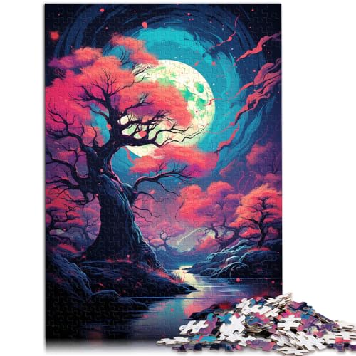 Puzzle für Erwachsene, 1000 Teile, Sakura-Baum unter Vollmond, Lernspiele für Zuhause, DIY-Spielzeug, lustige Puzzles, 14,96 x 20,47 Zoll von SYUNFEI