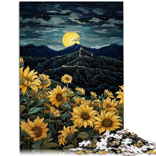 Puzzle 2000 Teile für Erwachsene Sonnenblumen unter Nachtlicht Puzzle Lernspiele Tolles Geschenk für Spiele 27,56 Zoll x 39,37 Zoll von SYUNFEI