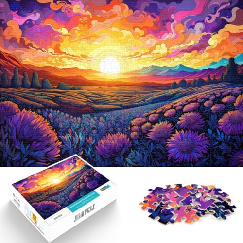 Puzzle 2000 Teile für Erwachsene, Sonnenuntergang über Lavendel, Denkspiel, Stressabbau, Urlaub zu Hause, Zeit totschlagen, 70 x 100 cm, für Teenager ab 14 Jahren von SYUNFEI