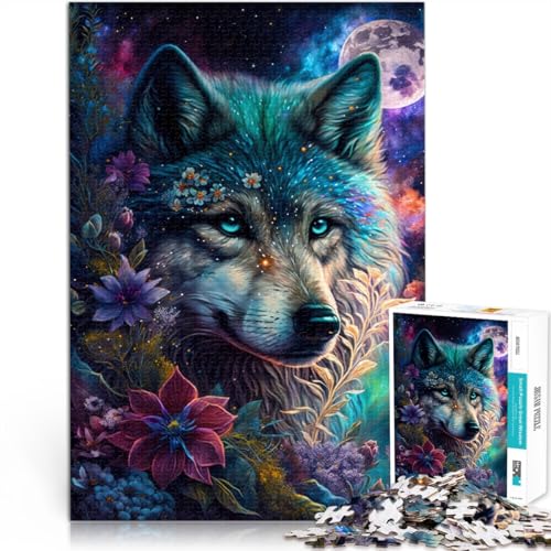1000-teiliges Puzzle für Erwachsene, Weltraumwolf und Blumen, Lernspielzeug, tolles, 38x52cm, für Teenager ab 14 Jahren von SYUNFEI