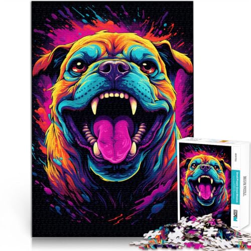 Puzzle für Erwachsene, Tier-Bulldogge, 1000 Teile, 38x52 cm, Papppuzzle für Erwachsene und Kinder ab 14 Jahren, Puzzle-Wanddekoration von SYUNFEI