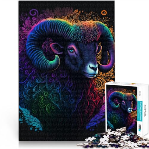 Puzzle für Erwachsene, 1000 Teile, Tierziege, Puzzlespiel, 47,6 x 52,1 cm, EIN Kunstwerk für Teenager ab 14 Jahren von SYUNFEI