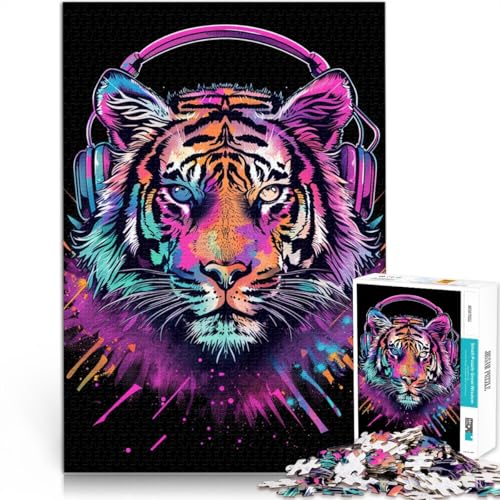 Puzzle 1000 Teile für Erwachsene, Tiger mit Kopfhörern, Puzzle, Lernspiele, 50 x 75 cm, für Teenager ab 14 Jahren Puzzle 1000 Teile für Erwachsene, Tiger mit Kopfhörern, Puzzle, Lernspiele, 50 x 75 cm, für Teenager ab 14 Jahren von SYUNFEI