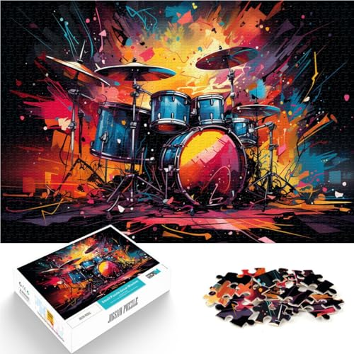 Puzzle für Erwachsene, 1000 Teile, buntes Trommelgemälde, Puzzle für Lernspiele, Herausforderungsspielzeug, verbessert das Gedächtnis, 26x38cm von SYUNFEI