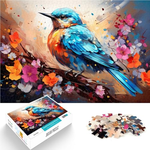 1000-teiliges Puzzle für Erwachsene, farbenfrohe Vogel- und Blumenkunst, Entspannungsspiele, geeignet als Schreibtischdekoration, 50 x 75 cm, von SYUNFEI