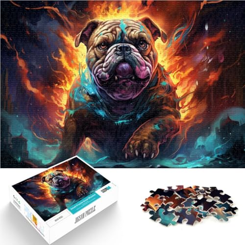 Puzzle für Erwachsene, 1000 Teile, farbenfroher, Wilder Bulldog, Lernspiele, Heimdekoration, Puzzle, EIN Kunstwerk, 50 x 75 cm von SYUNFEI