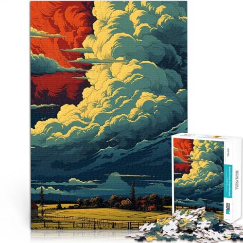 2000-teiliges Puzzle für Erwachsene, Wolkengemälde, Spielzeug, Denkspiel, einzigartiges Geburtstags, 27,56 x 39,37 Zoll, für 14-Jährige von SYUNFEI