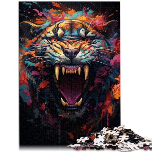 1000-teiliges Puzzle für Erwachsene, wütender bunter Tiger, Spielzeug, Denkspiel, Stressabbau, schwierige Herausforderung, 50 x 75 cm, für Teenager ab 14 Jahren von SYUNFEI