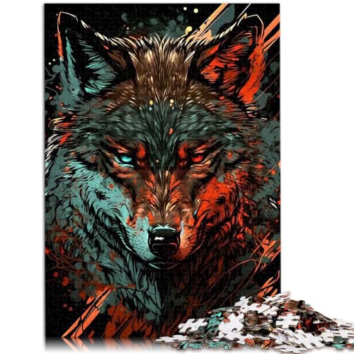 1000-teiliges Puzzle für Erwachsene, abstraktes Wolfsporträt, Lernspiel, Herausforderung, Spielzeug, 19,7 x 29,5 Zoll, von SYUNFEI