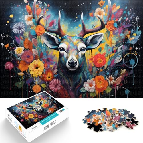 Puzzle für Erwachsene, 1000 Teile, Hirsch, DIY-Puzzle-Spielzeug. Helfen Sie dem Gehirn, süchtig machendes Spielzeug zu trainieren und Geduld zu fördern. 10,27 Zoll x 14,96 Zoll von SYUNFEI