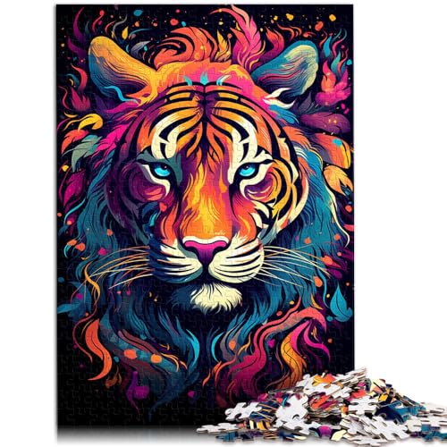 Puzzle 1000 Teile für Erwachsene, buntes Tiger-Gekritzel, für Wanddekoration, einzigartige Geburtstags, 50 x 75 cm von SYUNFEI