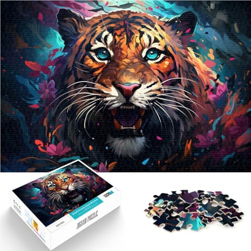 Puzzle für Erwachsene, buntes Tigergemälde, Puzzle 1000 Teile, 50 x 75 cm, Holzbrettpuzzle für Erwachsene und Jugendliche ab 14 Jahren, Geschenk zum Geburtstag von SYUNFEI