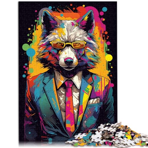 Puzzle 1000 Teile für Erwachsene, Straßenpuzzle mit Buntem Wolf, Mitmachspiel, Weihnachtspuzzlegeschenke, 10,27 x 14,96 Zoll, für Teenager ab 14 Jahren von SYUNFEI