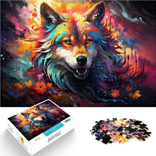 Puzzle 2000 Teile für Erwachsene, buntes Wolfsgemälde, Stressabbau-Spielzeug, anspruchsvolles Puzzlespiel und Familienspiel, 27,56 x 39,37 Zoll von SYUNFEI