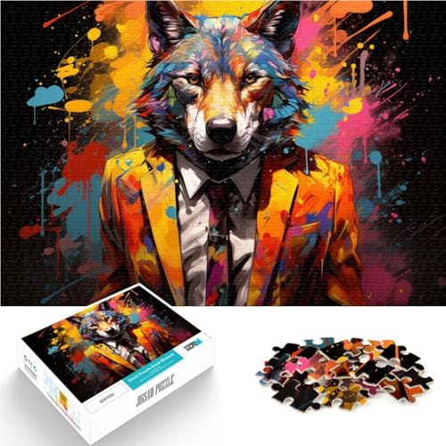 1000-teiliges Puzzle für Erwachsene, farbenfrohes Wolfsgemälde, Quizspiel, 14,96 x 20,47 Zoll, anspruchsvolles Puzzlespiel und Familienspiel von SYUNFEI