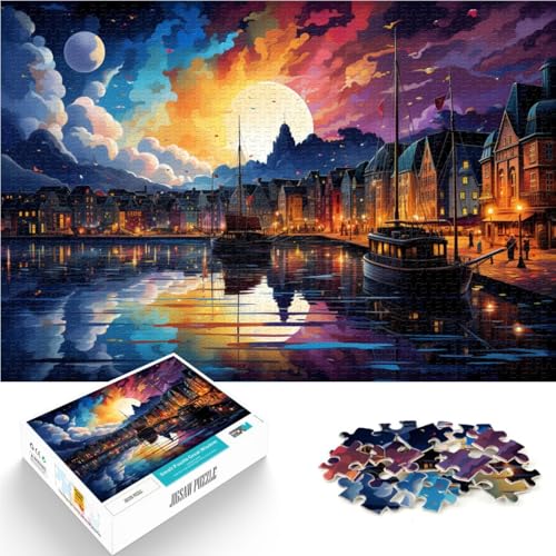 Puzzle für Erwachsene, 2000 Teile, Hafen von Bergen, Lernspielzeug, Familienspiele, Künstlersammlung, Bildende Kunst, 27,56 x 39,37 Zoll von SYUNFEI