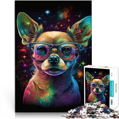 Puzzle 2000 Teile für Erwachsene, Cosmic Chihuahua-Brille, lustige Spiele, Lernspiel für Geburtstag, Weihnachten, 27,56 x 39,37 Zoll von SYUNFEI
