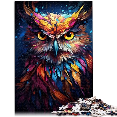 Puzzle 1000 Teile für Erwachsene, eine Eule in Regenbogenfarben, Cartoon-Puzzle. Trainieren Sie Ihr Gehirn und Ihre Hände. 10,27 x 14,96 Zoll, für 14-Jährige von SYUNFEI