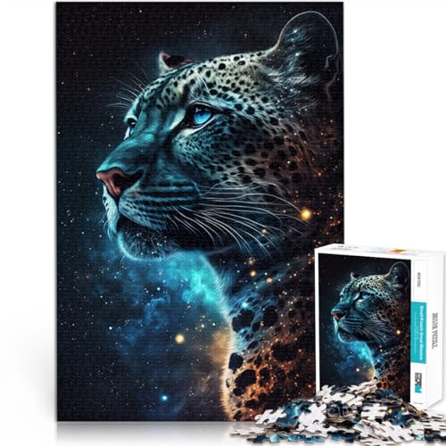 Puzzle für Erwachsene, 1000 Teile, Farb-Galaxie-Leopard, Puzzle für Lernspiele, Herausforderung, Spielzeug, Kunstwerk, Geschenk, 19,7 x 29,5 Zoll von SYUNFEI