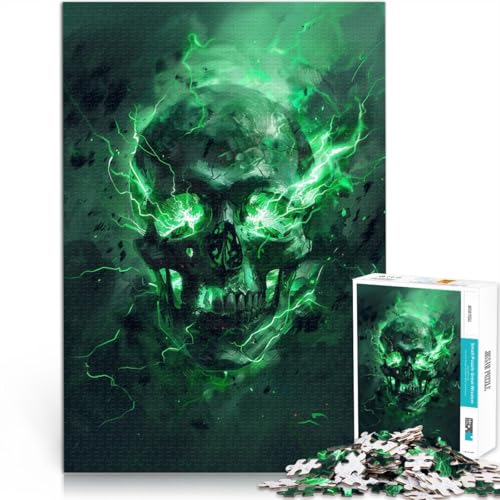Puzzle 1000 Teile für Erwachsene, grüner Totenkopf, Denkspiel, Familienspiel, Stressabbau, schwieriges Herausforderungspuzzle, 14,96 Zoll x 20,47 Zoll von SYUNFEI