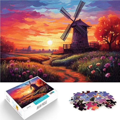 Puzzle 1000 Teile für Erwachsene, holländische Windmühlenlandschaft, 49,7 x 75,9 cm, für Teenager ab 14 Jahren von SYUNFEI