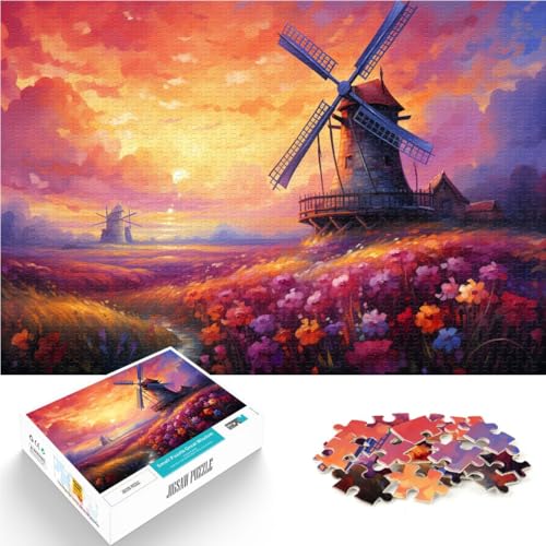 Puzzle für Erwachsene, 1000 Teile, holländische Windmühlenlandschaft, das Puzzle, Geburtstagsgeschenk, Geschenke, Wandkunst, 50 x 75 cm, von SYUNFEI