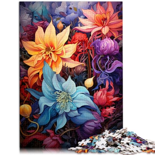 Puzzle für Erwachsene, schöne Bunte Blumenmalerei, 1000 Teile, 50 x 75 cm, Holzbrett-Puzzle, Lernpuzzle von SYUNFEI