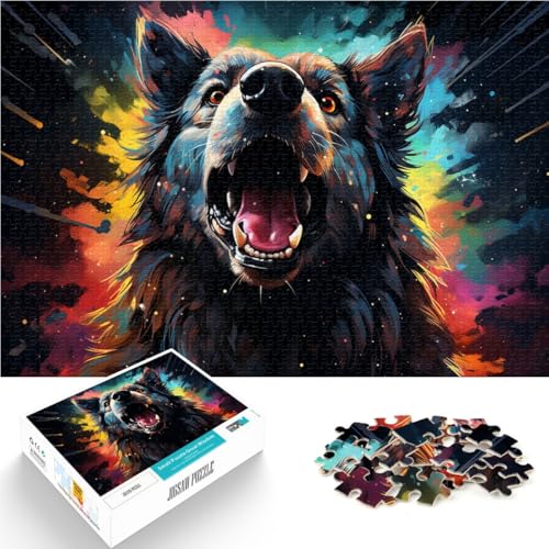 Puzzle 1000 Teile für Erwachsene, schwarzer Hund, Puzzle, Lernspiele, Wanddekoration, einzigartige Geburtstags, 38x52cm Puzzle 1000 Teile für Erwachsene, schwarzer Hund, Puzzle, Lernspiele, Wanddekoration, einzigartige Geburtstags, 38x52cm von SYUNFEI
