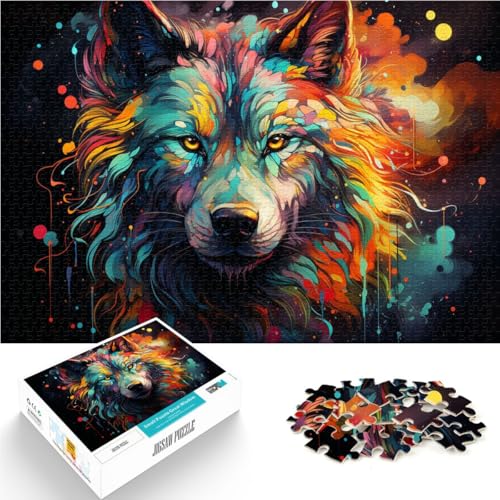 1000-teiliges Puzzle für Erwachsene, schwarzer Wolf, Lernspiele für Zuhause, DIY-Spielzeug, Lernspiel für Geburtstag, Weihnachten, 26x38cm von SYUNFEI