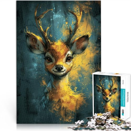2000-teiliges Puzzle für Erwachsene, süßer Kleiner gelber Hirsch, Lernspiel, Herausforderung, Spielzeug, Weihnachts- und Geburtstagsgeschenk, 27,56 x 39,37 Zoll, von SYUNFEI