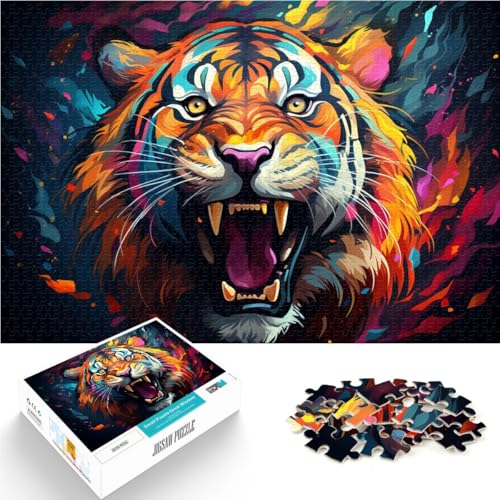 Puzzle für Erwachsene 1000 Teile Wütender Tiger Spielzeug Lernspiele Stressabbau 19,7 x 29,5 Zoll ganze Familie von SYUNFEI