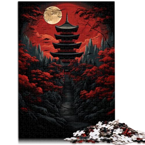 1000-teiliges Puzzle für Erwachsene, Roter Tempel, Dunkelheit des Mondes, Spielzeug, Denkspiel, tolles Geschenk für Spiele,38x52cm, für Teenager ab 14 Jahren von SYUNFEI