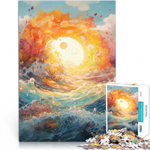 Puzzle für Erwachsene 1000 Teile Sonne auf dem Meer Spielzeug Lernspiele Stressabbau 19,7 x 29,5 Zoll für die Heimdekoration von SYUNFEI