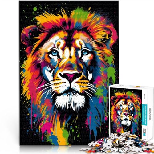 1000-teiliges Puzzle für Erwachsene, Art Neon Lion, Lernspiele für Zuhause, DIY-Spielzeug, Wichtelgeschenke, 50 x 75 cm, für Teenager ab 14 Jahren von SYUNFEI
