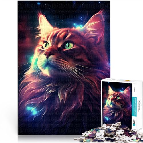 Puzzle für Erwachsene, 1000 Teile, Cosmic Cat, Lernspiele, Heimdekorationspuzzle, tolle Geschenke für Weihnachten, 14,96 x 20,47 Zoll von SYUNFEI