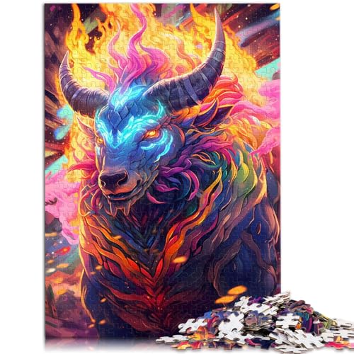 Puzzle für Erwachsene, 1000 Teile, Regenbogen-Flammen-Stier, Heimdekoration, Puzzle-Spielzeug, tolle Geschenke und Spielzeuge, 26x38cm, für Teenager ab 14 Jahren von SYUNFEI