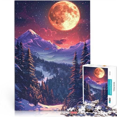 1000-teiliges Puzzle für Erwachsene, verschneite Berge bei Nacht, Lernspielzeug zum Stressabbau, 26x38cm, für Jugendliche ab 14 Jahren von SYUNFEI