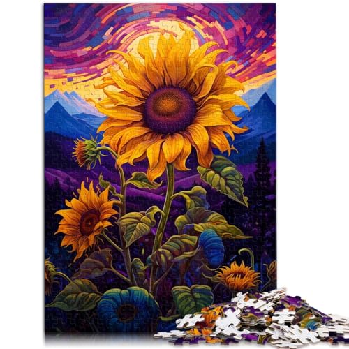 Puzzle für Erwachsene, 2000 Teile, Sonnenblumen unter Nachtlicht, Heimdekoration, Puzzlespielzeug, tolle Geschenke für Weihnachten, 27,56 x 39,37 Zoll von SYUNFEI