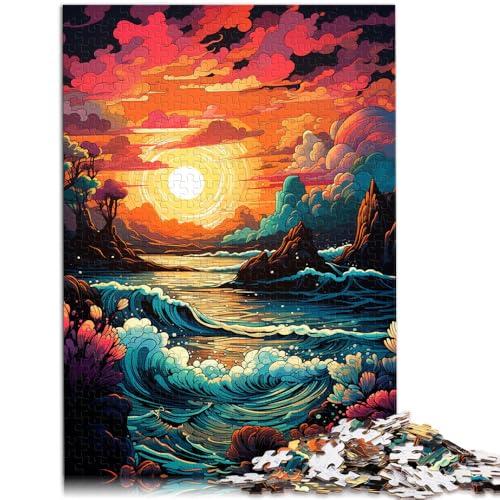 Puzzle für Erwachsene mit 1000 Teilen, Fantasie-Sonnenuntergang am Strand, Denkspiel, perfekte Dekoration,38x52cm, für Jugendliche ab 14 Jahren von SYUNFEI