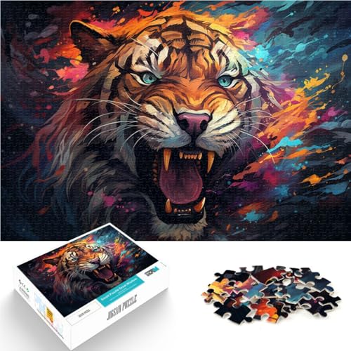 1000-teiliges Puzzle für Erwachsene, bunter Wilder Tiger, Lernspiele, Heimdekoration, Puzzle, EIN Kunstwerk, 50 x 75 cm 1000-teiliges Puzzle für Erwachsene, bunter Wilder Tiger, Lernspiele, Heimdekoration, Puzzle, EIN Kunstwerk, 50 x 75 cm von SYUNFEI