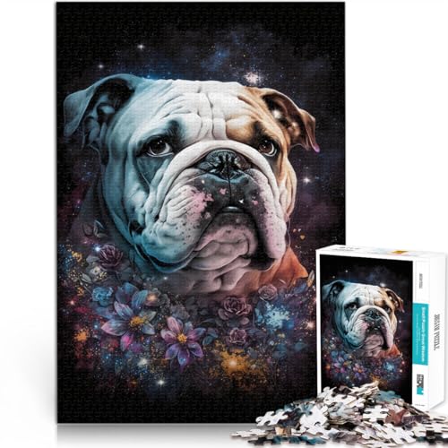 Puzzle für Erwachsene mit 2000 Teilen, Bulldogge mit Blumen, Denkspiel, 70 x 100 cm, EIN Kunstwerk für Teenager ab 14 Jahren von SYUNFEI